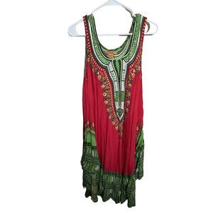 Blush Dress Women's One Size Boho Shift Midi Casual Tank Sleeveless Rayon